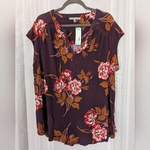 Daniel Rainn Purple Floral Women's Blouse
